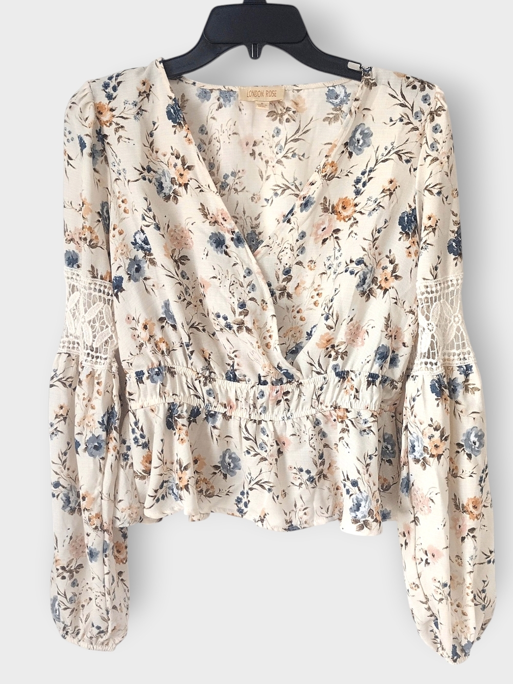 London Rose Women's Floral Peplum Blouse Size Small
